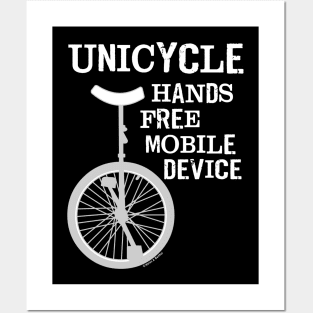 Unicycle Mobile Device Bold White Text Posters and Art